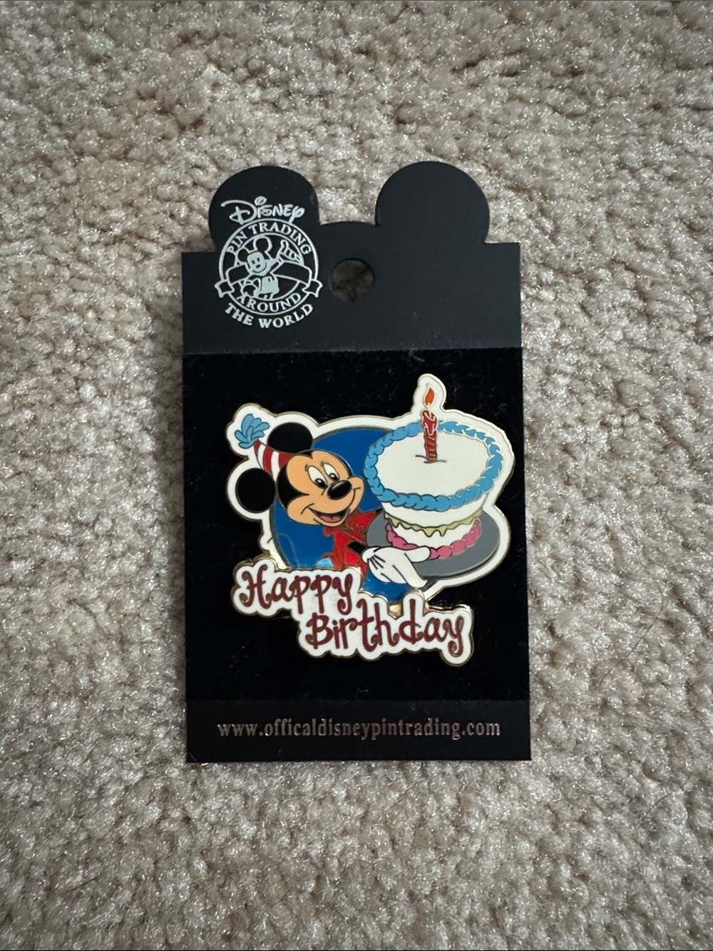Disney Mickey Mouse Happy Birthday Pin – Blue, White, Red